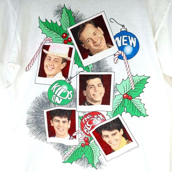 VTG 90s New Kids on the Block NKOTB Christmas Stockings Tee T-shirt Sz S - Picture 5 of 10